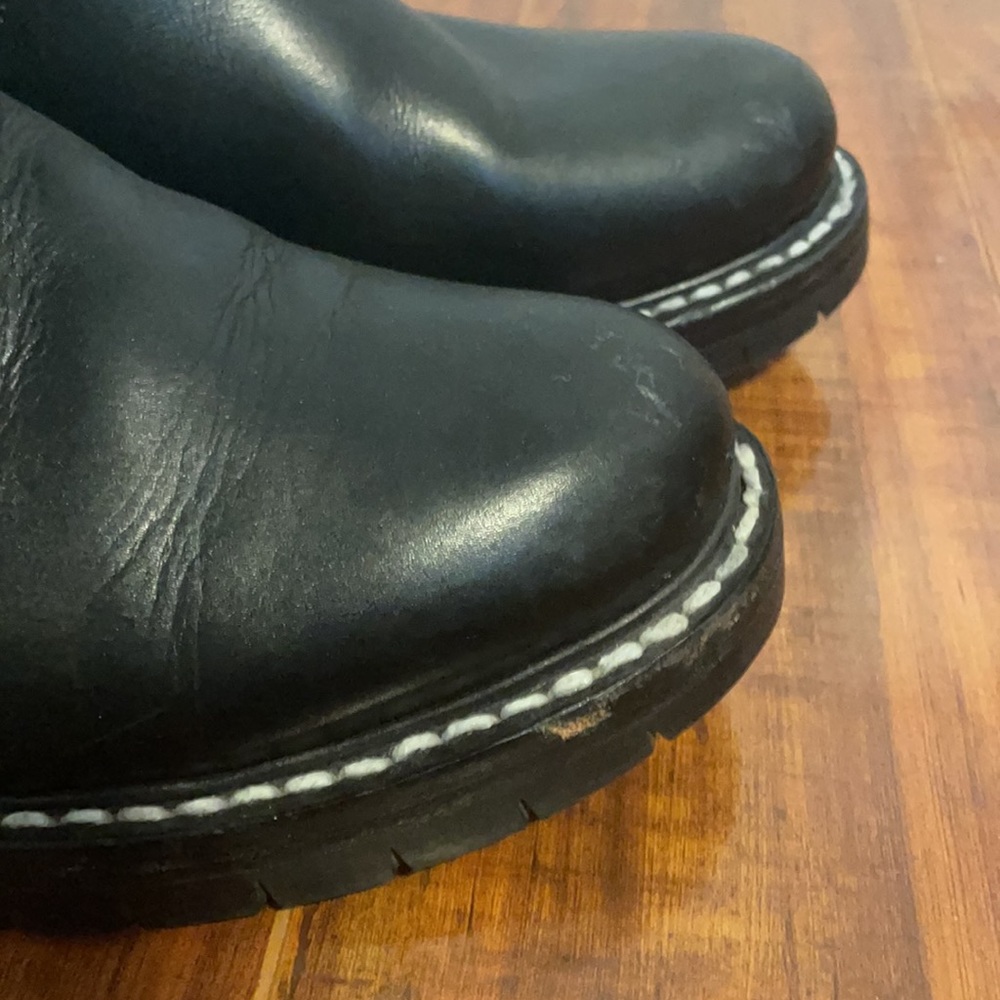 rag & bone Black Leather Combat Boots with Shearling Trim - Picture 8 of 8